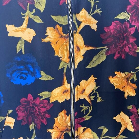 Susan Graver Floral Bomber Jacket Sz M - Picture 5 of 7